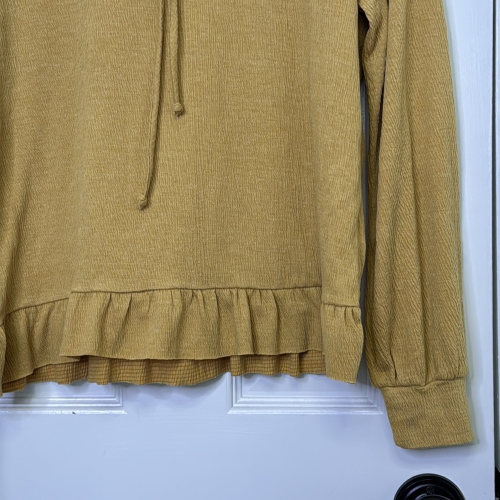 MTS Yellow Relaxed Ruffled Tie Front Hoodie - Picture 3 of 6